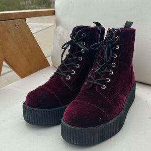 TUK Creeper Platform Velvet Boots LIKE NEW